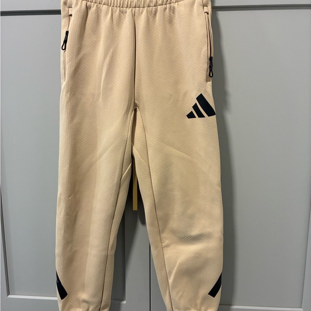 Adidas Kids Cream Joggers with Black Accents